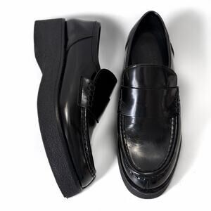 Koio Bari Glossed Patent Leather Chunky Loafers Black Size 38 US 8